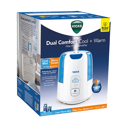 Vicks Dual Comfort Cool and Warm Mist Humidifier packaging image