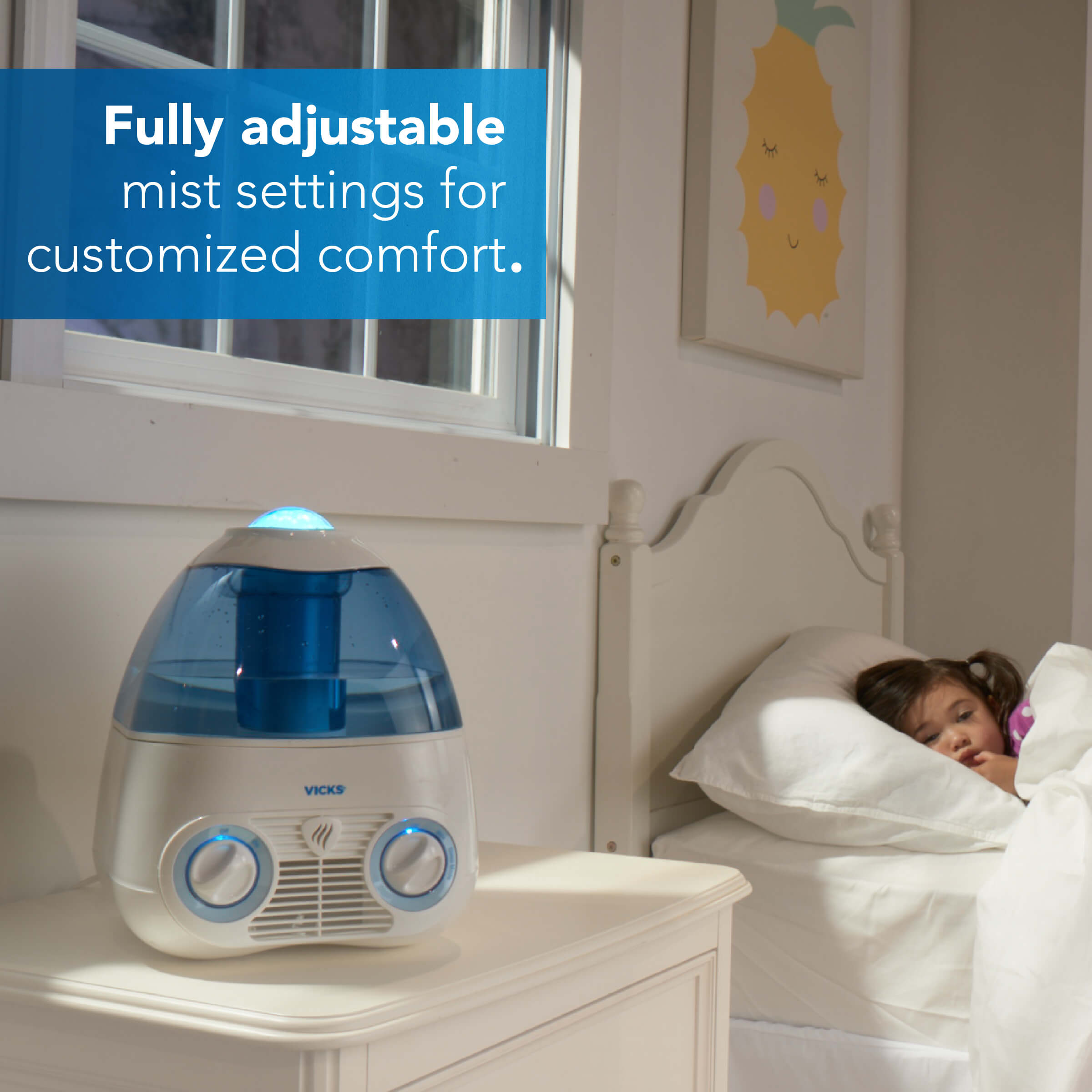 fully adjustable mist settings for customized comfort