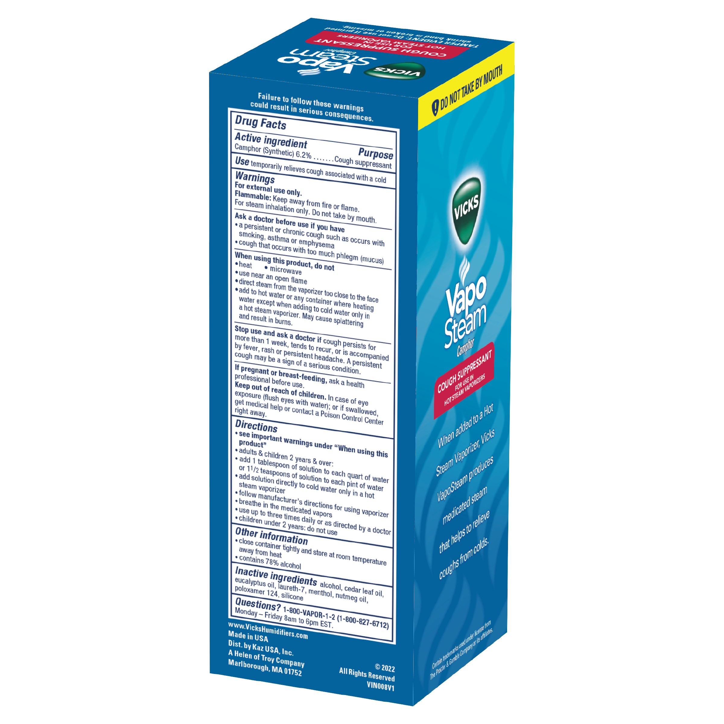 Vicks Vaposteam drug facts, ingredients